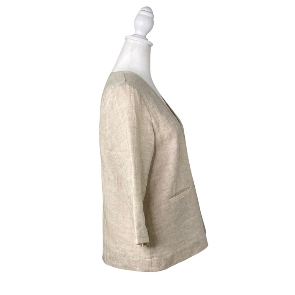 Eileen Fisher Linen Tie-Front Kimono Jacket Made with Italian Fabric, Size PM - Picture 2 of 10